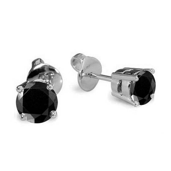 Round Black Diamond Earrings