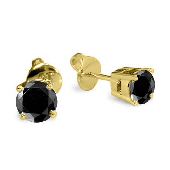 Round Black Diamond Earrings