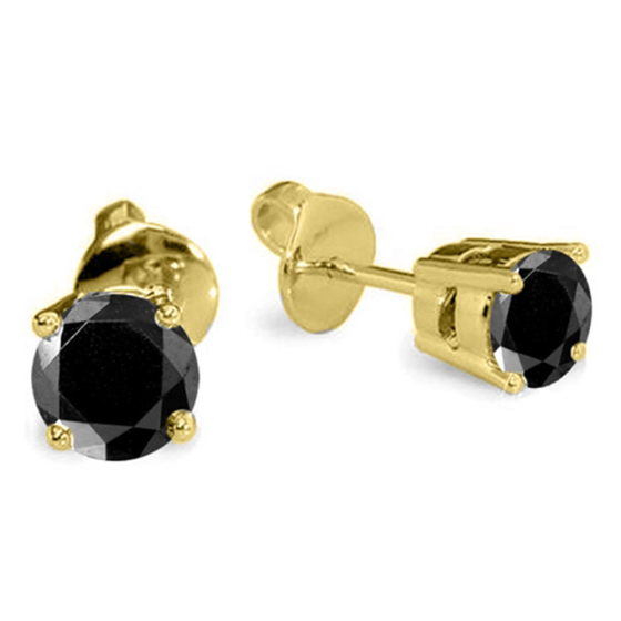 Round Black Diamond Earrings