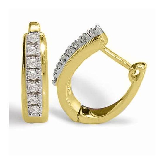 0.42ct SI/F-G Natural Round Diamond Hoop Earrings in 9k Yellow Gold