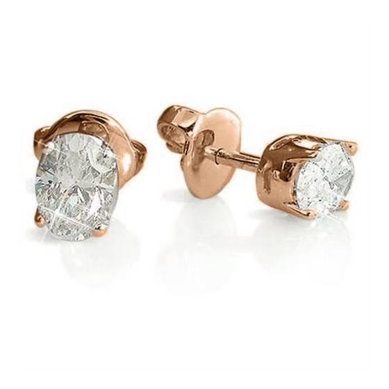 Classic Oval Diamond Stud Earrings