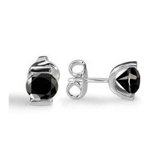 Round Black Diamond Earrings