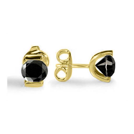 Round Black Diamond Earrings