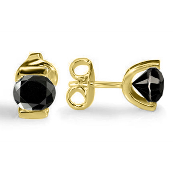 Round Black Diamond Earrings