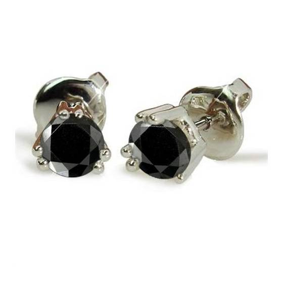 Round Black Diamond Earrings