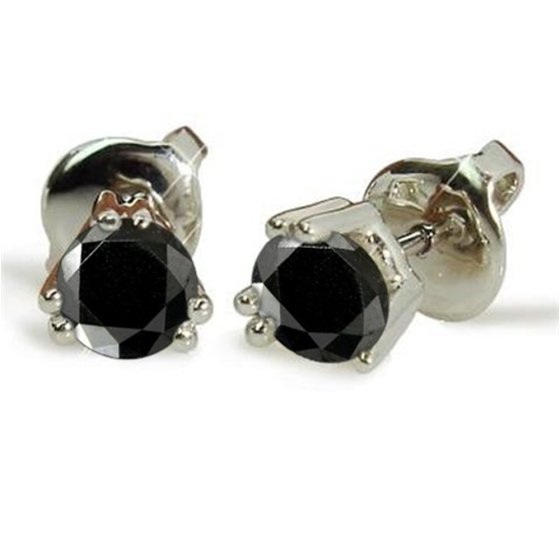 Round Black Diamond Earrings