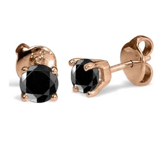 Round Black Diamond Earrings