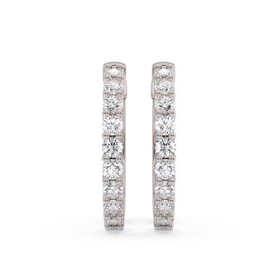 ET078 Round Diamond Hoop Earrings