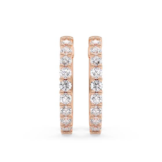 ET078 Round Diamond Hoop Earrings