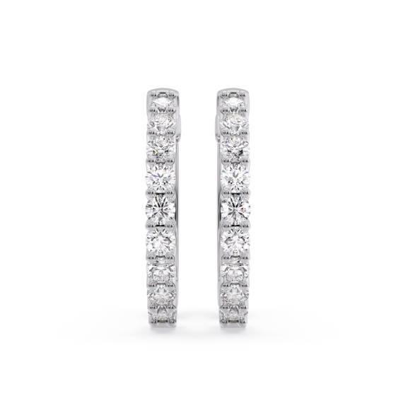 ET078 Round Diamond Hoop Earrings