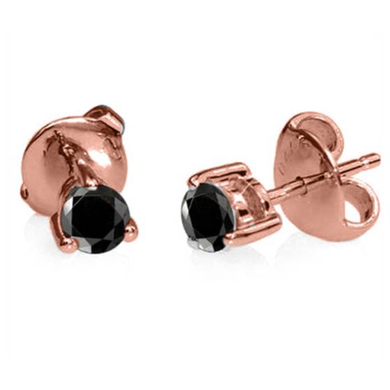 Round Black Diamond Earrings