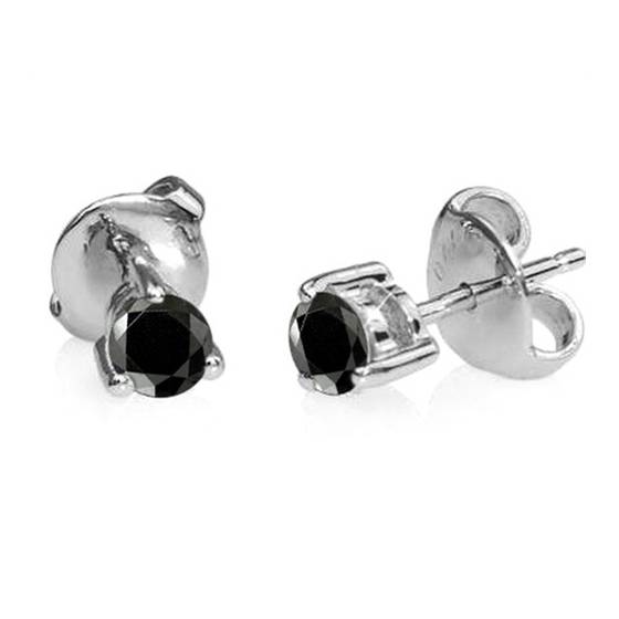 Round Black Diamond Earrings