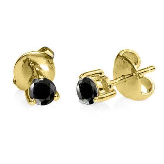 Round Black Diamond Earrings