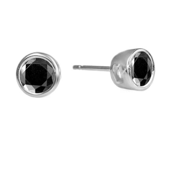 Round Black Diamond Earrings