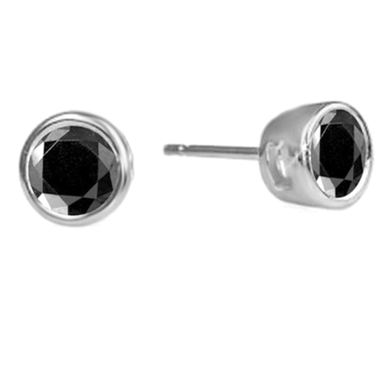 Round Black Diamond Earrings