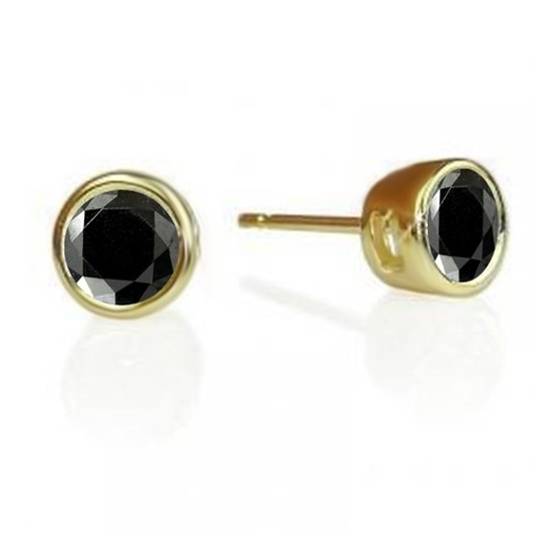 Round Black Diamond Earrings