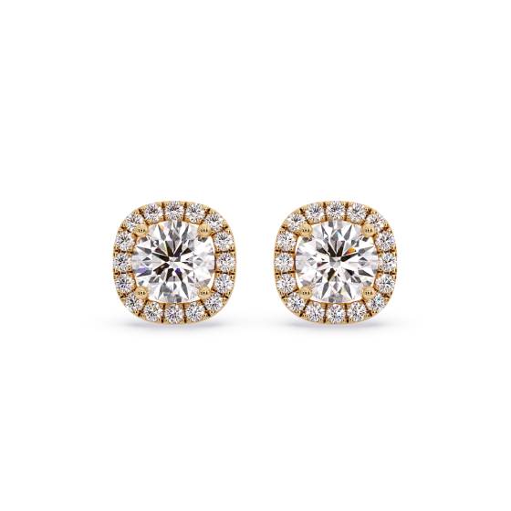 0.75ct Unique Round Diamond Single Halo Earrings