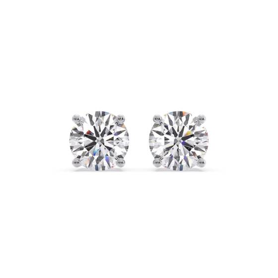 Ribbon Round Diamond Stud Earrings
