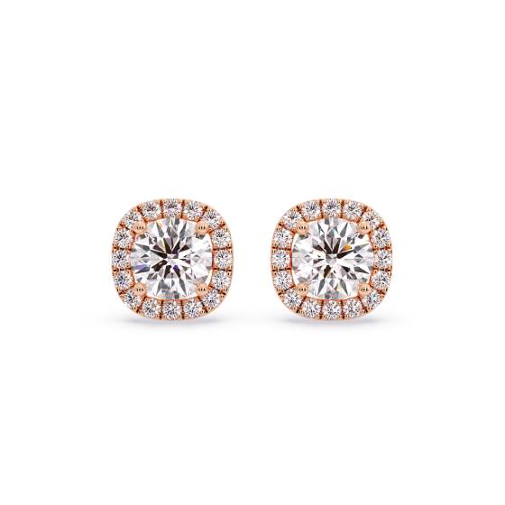 0.75ct Unique Round Diamond Single Halo Earrings