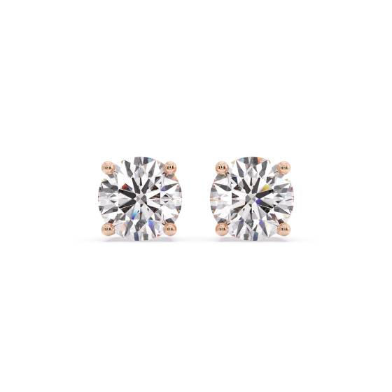 Ribbon Round Diamond Stud Earrings