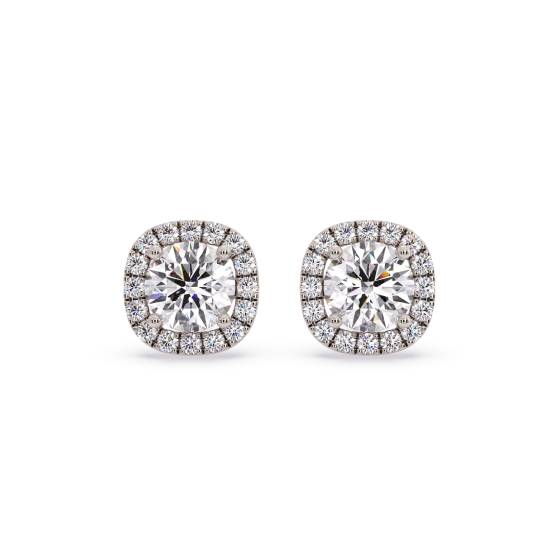 0.75ct Unique Round Diamond Single Halo Earrings