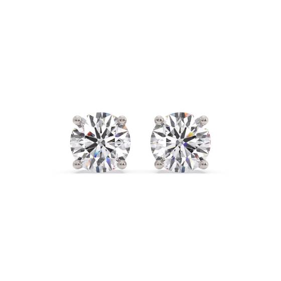 Ribbon Round Diamond Stud Earrings