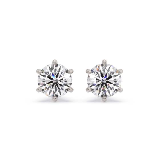 Traditional Round Diamond Stud Earrings