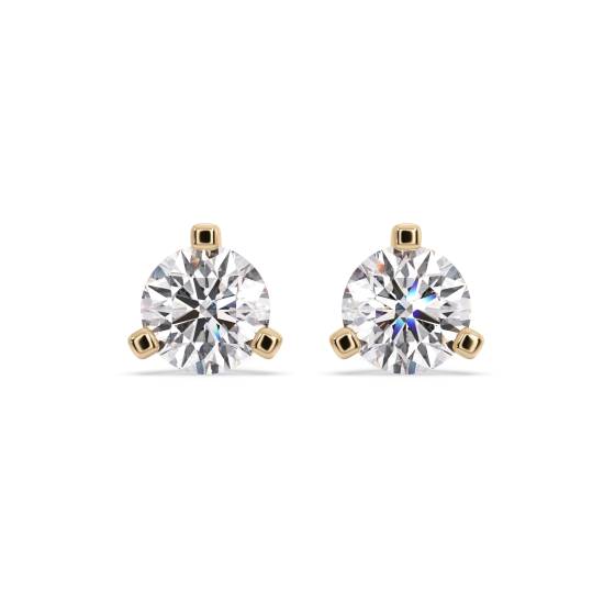 3 Claw Round Diamond Stud Earrings