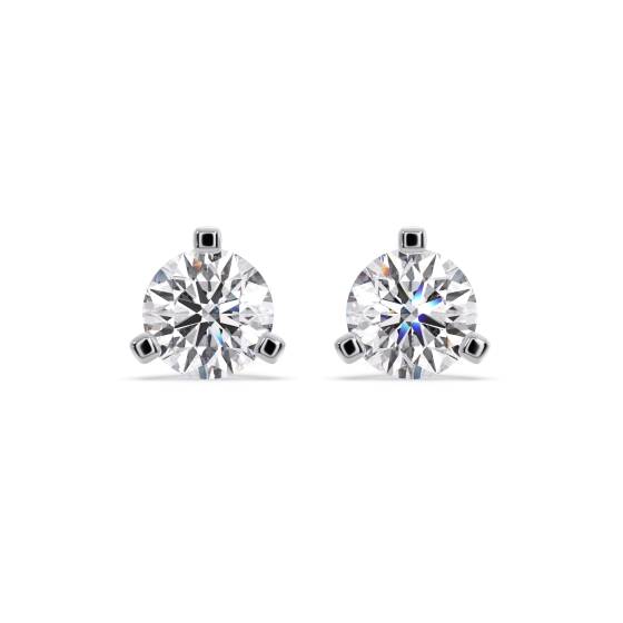 3 Claw Round Diamond Stud Earrings