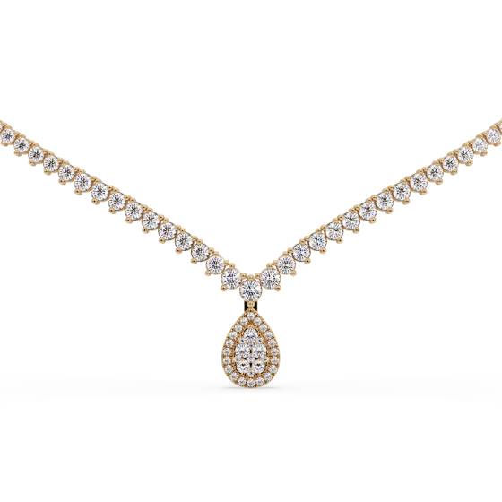 5ct Round Diamond V Shape Pear Halo Drop Cluster Tennis Necklace