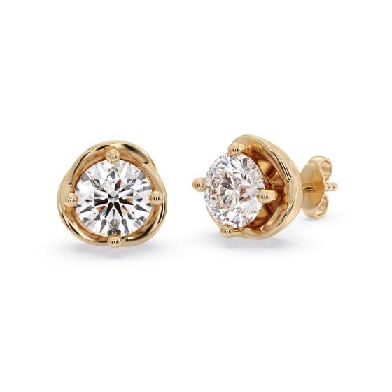 Love Knot Round Diamond Stud Earrings