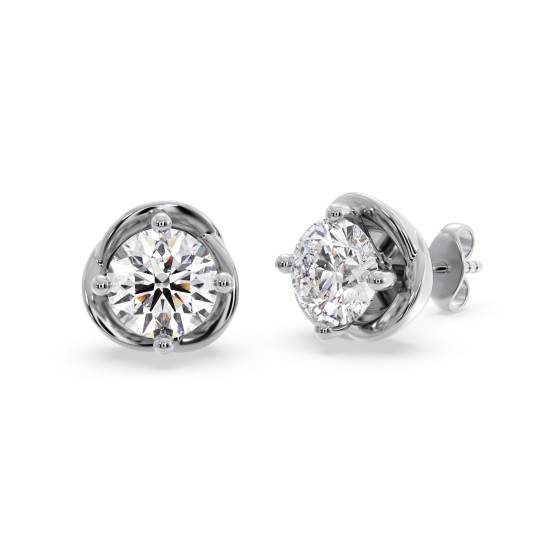 Love Knot Round Diamond Stud Earrings