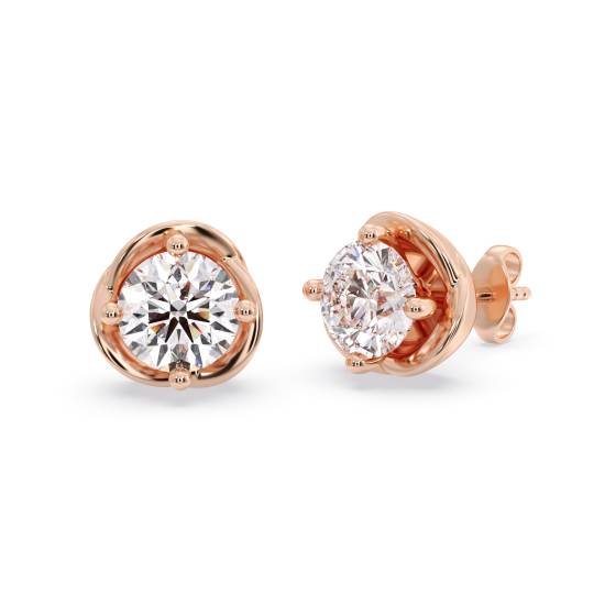 Love Knot Round Diamond Stud Earrings