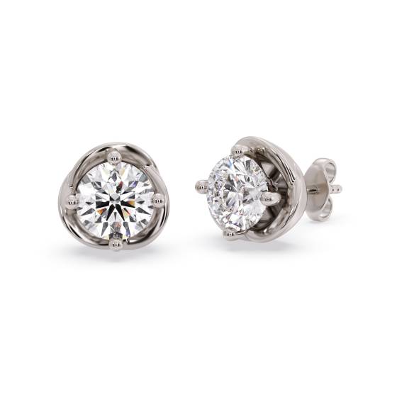 Love Knot Round Diamond Stud Earrings