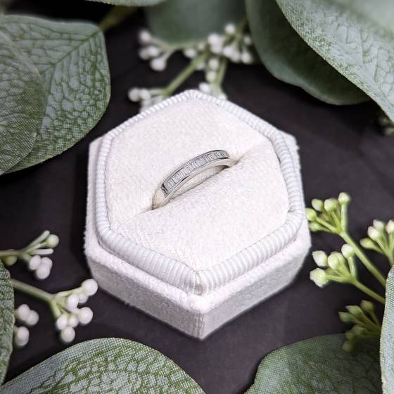 0.15ct VS/E-F Natural Baguette Diamond Half Eternity Ring in Platinum