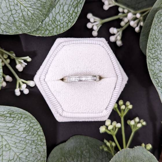 0.15ct VS/E-F Natural Baguette Diamond Half Eternity Ring in Platinum