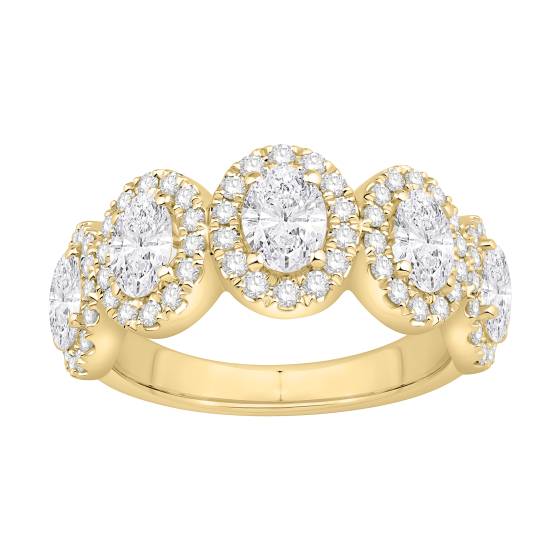 2.00ct Oval Diamond Halo 5 Stone Eternity Ring
