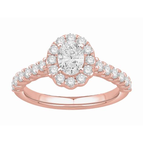 1.10ct Ovaldiamond Halo Scallop Edge Shoulder Set Ring