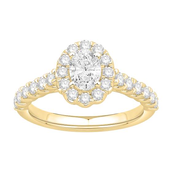 1.10ct Ovaldiamond Halo Scallop Edge Shoulder Set Ring