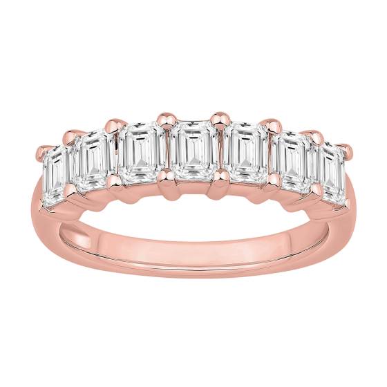 1.65ct 7 Stone Emerald Diamond Ring