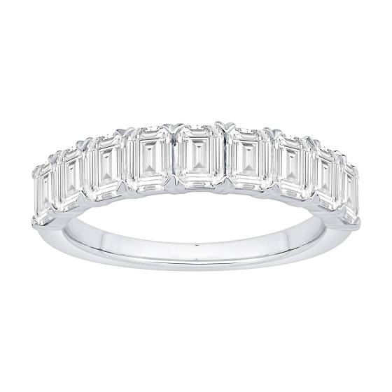 2.10ct Emerald Arrow Claws 9 Stone Diamond Eternity Ring