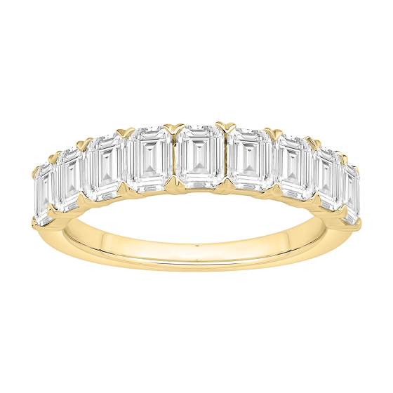 2.10ct Emerald Arrow Claws 9 Stone Diamond Eternity Ring