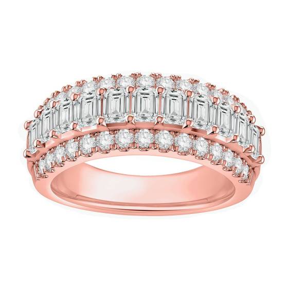 2.00ct Baguette and Round Diamond 3 Row Prong Set Eternity Ring
