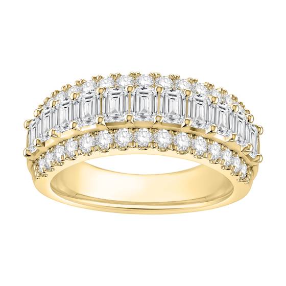 2.00ct Baguette and Round Diamond 3 Row Prong Set Eternity Ring