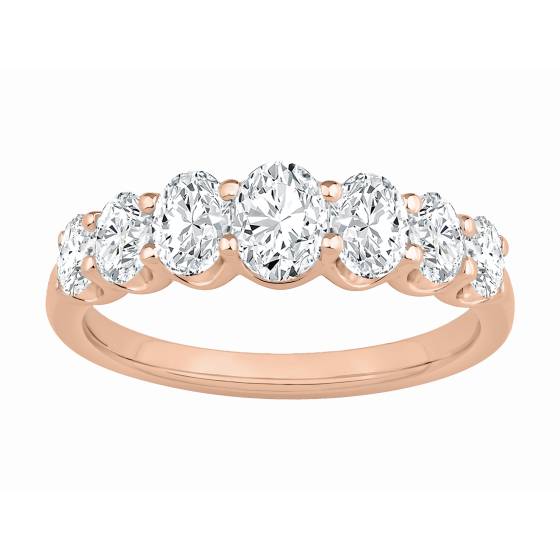 1.00ct 7 Stone Oval Diamond Graduated Shared Prong Eternity Ring