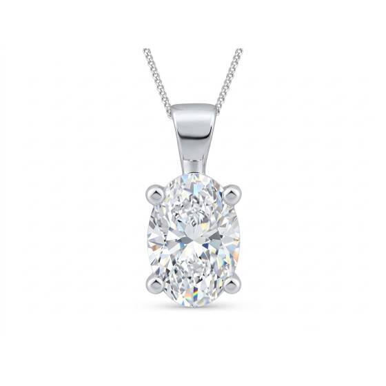 Labgrown Diamond Four Claw Oval Pendant