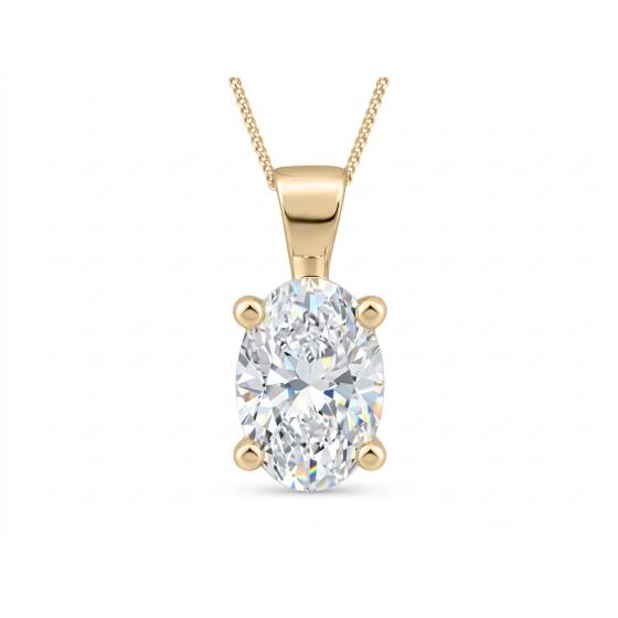 Labgrown Diamond Four Claw Oval Pendant