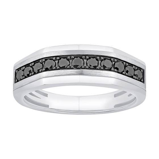0.50ct Mens Black Diamond Bezel Set Eternity Ring