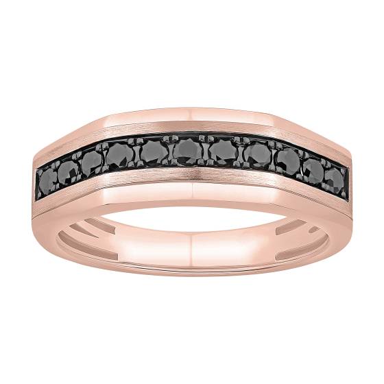 0.50ct Mens Black Diamond Bezel Set Eternity Ring