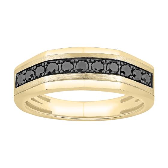0.50ct Mens Black Diamond Bezel Set Eternity Ring